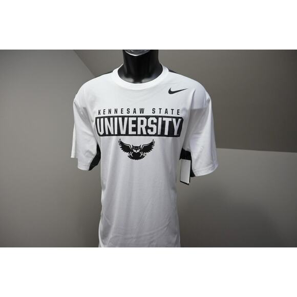 Nike Gym Shirt Dri Fit Kennesaw State Owls White Short Sleeve Mens Size XL NWT - Picture 1 of 10